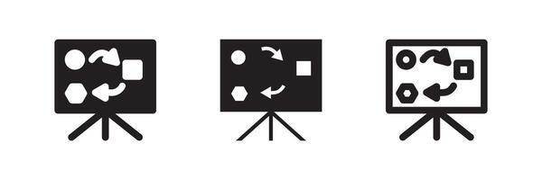 Planning icon set for project mapping, business strategy, team management, and workflow charting vector