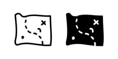 icon set featuring map route sketches, ideal for navigation and travel designs. vector