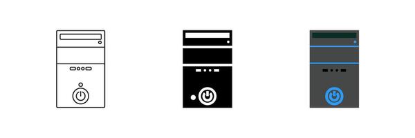icon set depicting PC cases, ideal for computer and hardware designs. vector