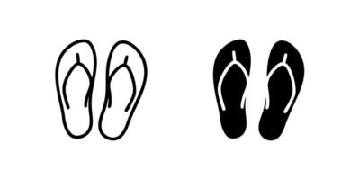 icon set depicting flip flops, suitable for beach and summer designs. vector