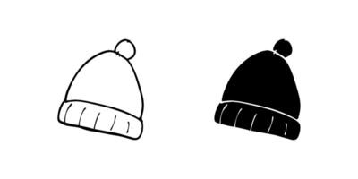 icon set depicting winter hats, suitable for cold weather and style designs. vector