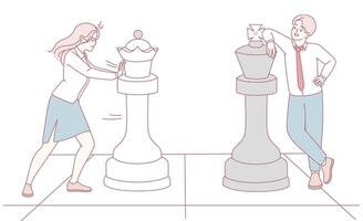 Engaging Strategic Chess Match A Playful and Friendly Encounter Between Two Skilled Players vector