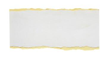 A piece of paper with torn edges on a white background photo