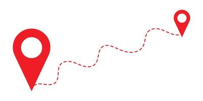 Road location icon. Route location icon isolated on white background. Red location map path distance icon. Location for web and design. illustration. eps 10 vector