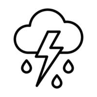 A black and white icon of a cloud with a lightning bolt vector