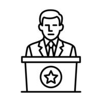 A man in a suit is standing behind a podium vector