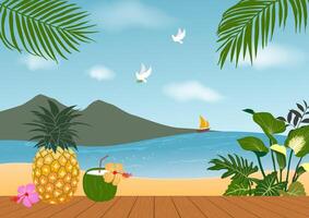 Have a good time with summertime concept on beach background vector