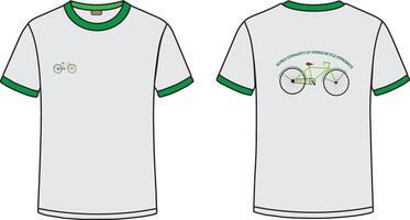 T-shirt design featuring a cycling community with front and back views vector