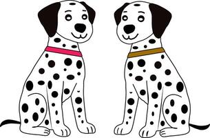 Two cute Dalmatian puppies with colored neck markings vector