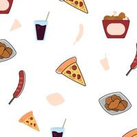 Pizza and drinks pattern. vector