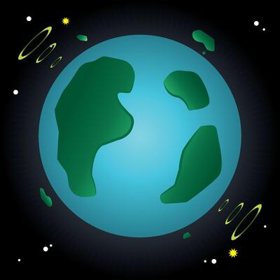 Blue planet with islands.
