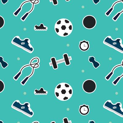 Pattern with gym and sports gear.