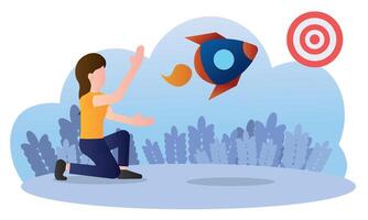 Rocket launch to target. vector