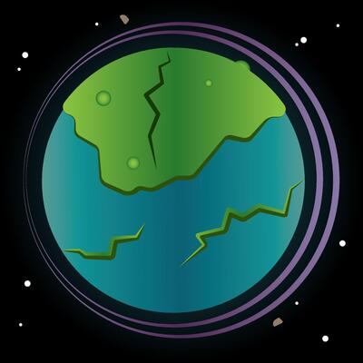 Cracked earth planet view.