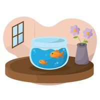 Fishbowl with two goldfish. vector
