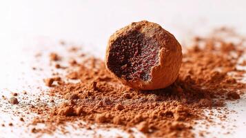 A chocolate covered in powder photo
