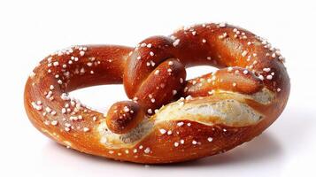 A pretzel is shown on a white background photo