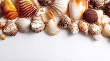Sea shells on white background photo