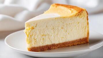 A slice of cheesecake on a white plate photo