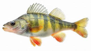A yellow and black fish with orange stripes photo