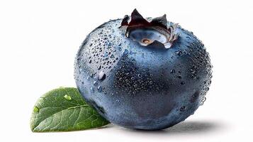A blueberry with a leaf on it photo