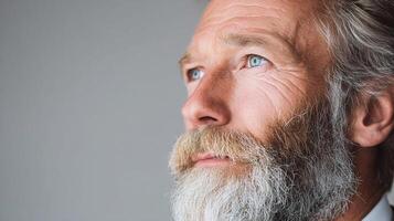 A man with a beard and a white shirt photo