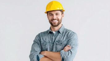 A smiling man in a hard hat photo