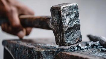 A hammer is being used to strike a piece of metal photo