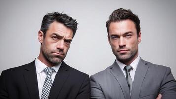 Two men in suits standing next to each other photo