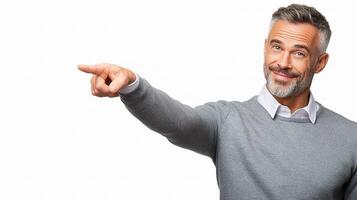 A man pointing at something photo