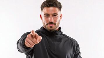 A man pointing at the camera with his finger photo