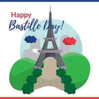 Eiffel Tower Bastille scene. vector