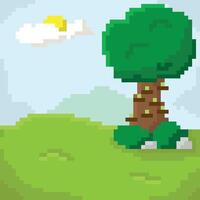 Tree in a grassy field. vector