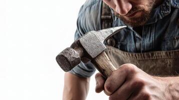 A man with a hammer in his hand photo