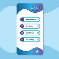 Group members contact UI. vector