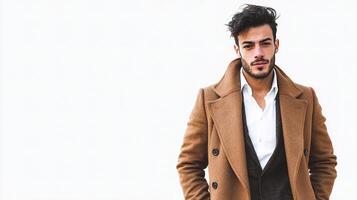 A man in a coat and white shirt photo
