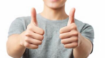 A man is giving a thumbs up sign photo