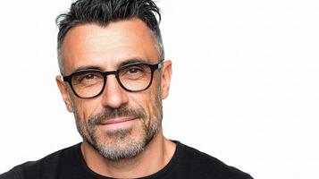 A man with glasses and a black shirt photo