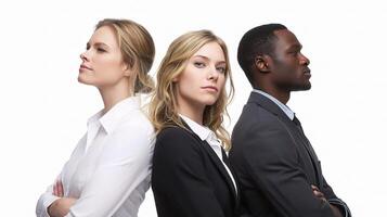 Three business people standing in front of each other photo