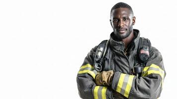 A black man in a firefighter uniform photo