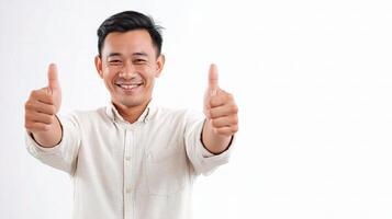 A man is giving the thumbs up sign photo