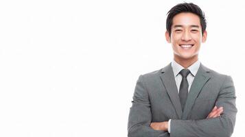 A smiling young asian man in a suit photo