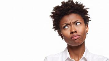 A woman with an angry expression on her face photo