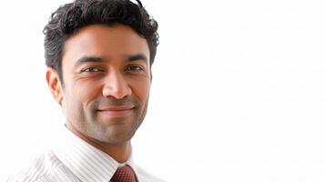 A man in a white shirt and tie smiling photo