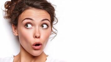 A woman with a surprised look on her face photo