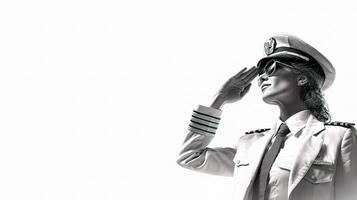 A woman in a white uniform saluting photo