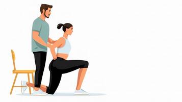 A man and woman are doing a physical therapy exercise photo