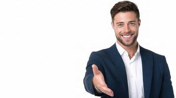A man in a suit is giving a thumbs up photo