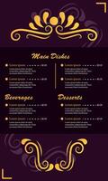 Elegant menu list page. vector
