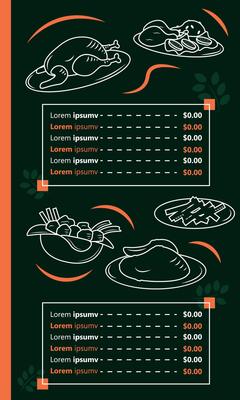 Outlined food menu page.